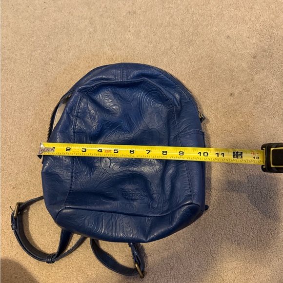 Blue Embossed Leather Backpack - Picture 6 of 6